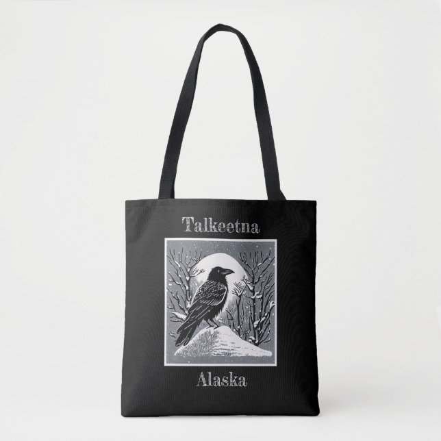Talkeetna Alaska Raven in Snow  Tote Bag (Front)