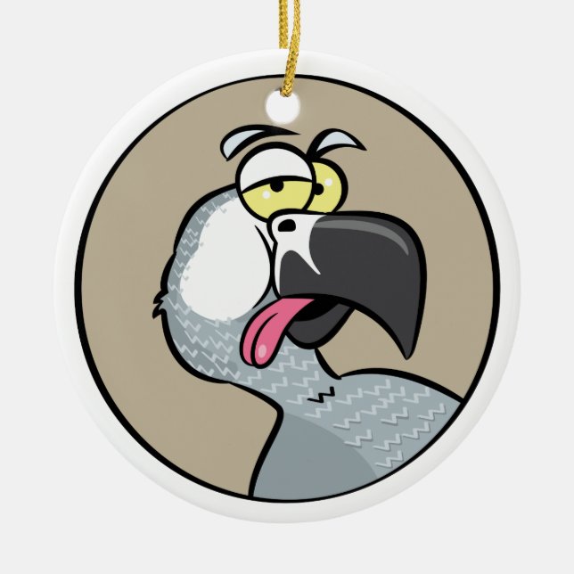 Talking African Grey Parrot Ceramic Tree Decoration (Front)