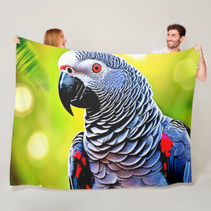 Talking African Grey Parrot Fleece Blanket