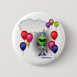 Talking Birthday Party Alien 6 Cm Round Badge