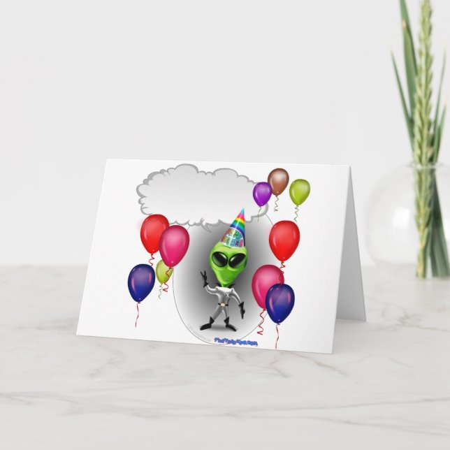 Talking Birthday Party Alien Card (Front)