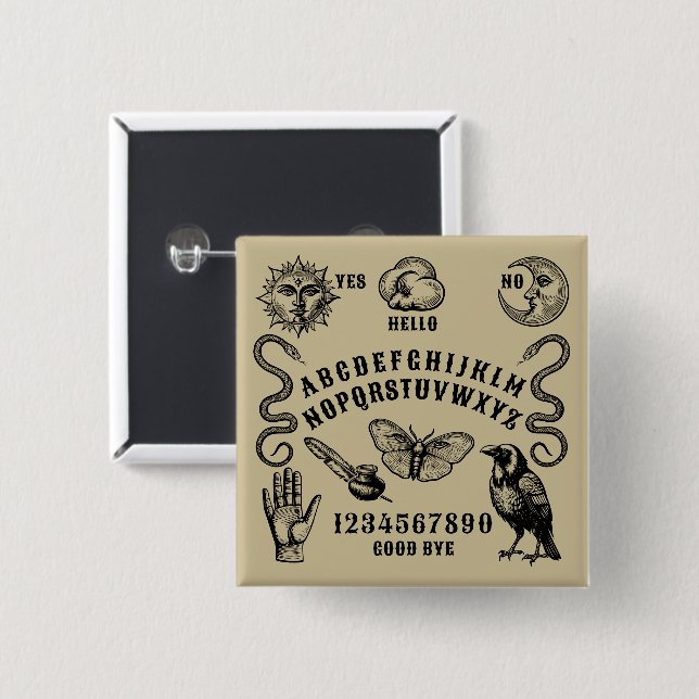 Talking Board Spirit Communication 15 Cm Square Badge (Front & Back)
