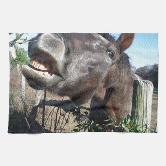 Talking Brown Horse Tea Towel (Horizontal)