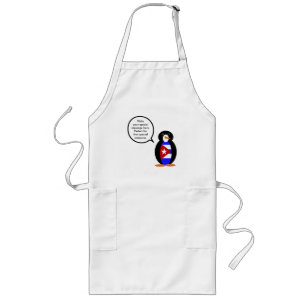 Talking Cuban Flag Penguin Long Apron