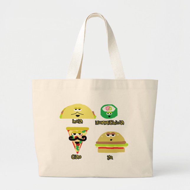 Talking Food Large Tote Bag (Front)
