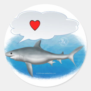 Talking "I heart" shark Classic Round Sticker