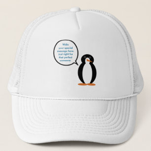Talking Ms. Penguin in Her Birthday Suit Trucker Hat