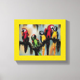 Talking Parrots ~ Wrapped Canvas .75" Thick