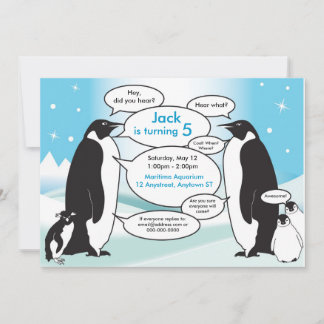 Talking Penguin Birthday Invitation