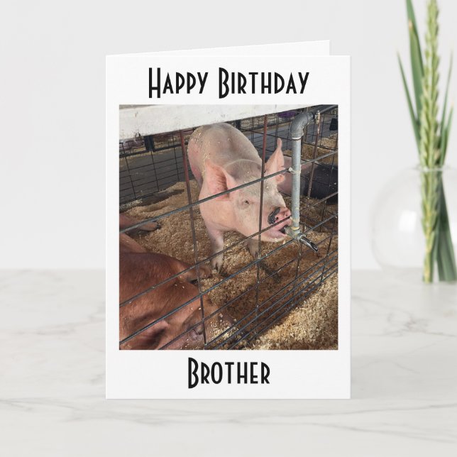 TALKING PIG LOVES HIS "OLDER BROTHER" BIRTHDAY HOLIDAY CARD (Front)