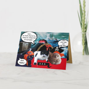 TALKING PIRATE CATS ,ANTIQUE PIRATES TREASURE MAPS CARD