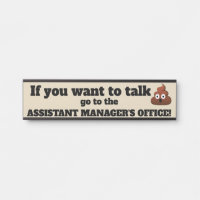 Talking poop funny boss door plate