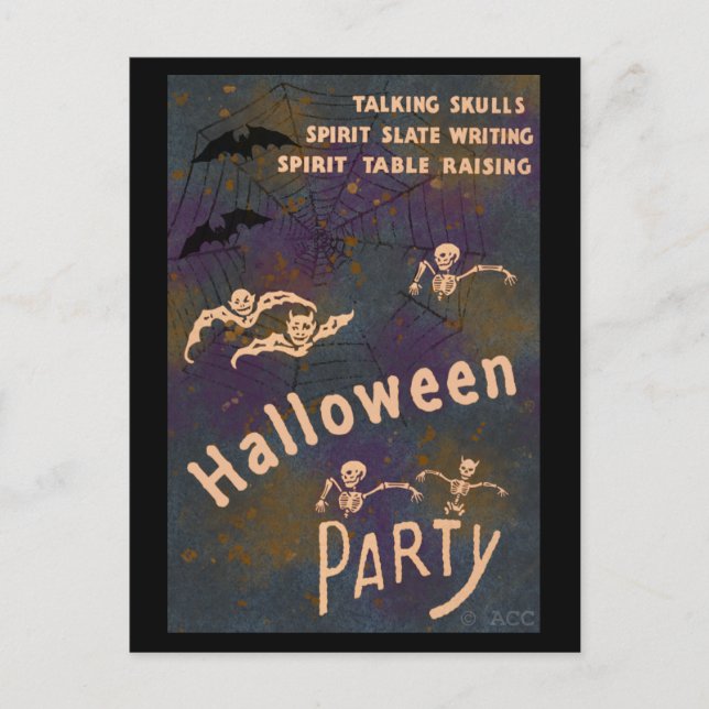Talking Skulls Spirit Writing Halloween Party Invitation Postcard (Front)