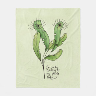 Talking to My Plants - Funny Introvert Gardener Fleece Blanket