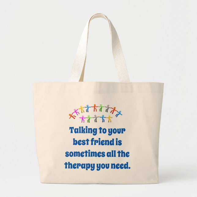 Talking To Your Best Friend - Friendship Quote Large Tote Bag (Front)