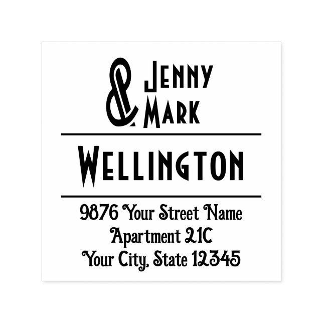 Tall Ampersand #1 Two Shorter Names #3-35 Address Self-inking Stamp (Design)