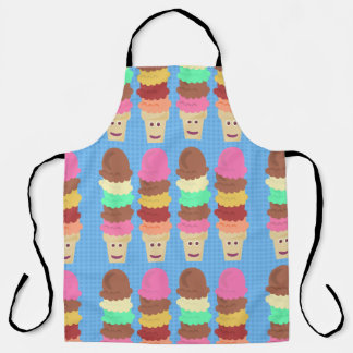 Tall and Tasty Colourful Cartoon Ice Cream Cones  Apron