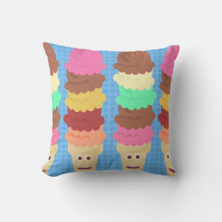 Tall and Tasty Colourful Cartoon Ice Cream Cones  Cushion