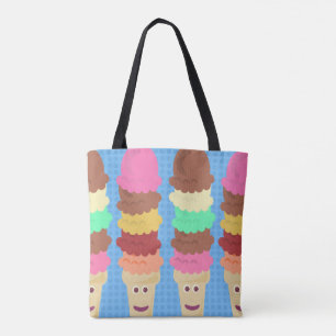 Tall and Tasty Colourful Cartoon Ice Cream Cones Tote Bag