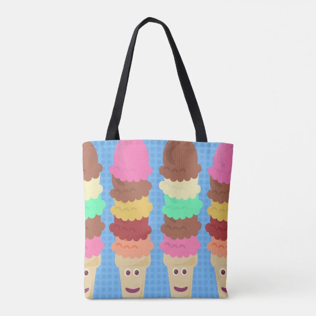 Tall and Tasty Colourful Cartoon Ice Cream Cones Tote Bag (Back)
