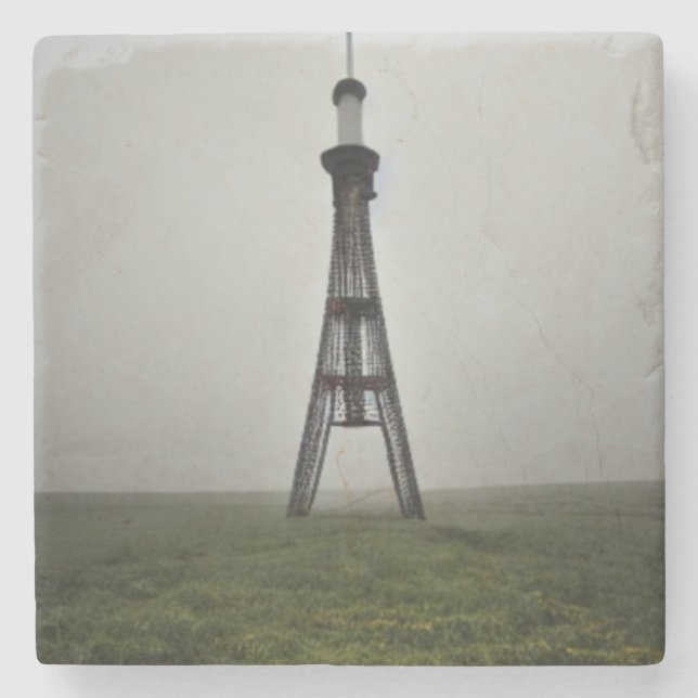 Tall Antenna Radio Tower in Gloomy Haze Stone Coaster (Front)