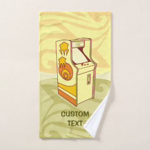 Tall arcade game console bath towel set