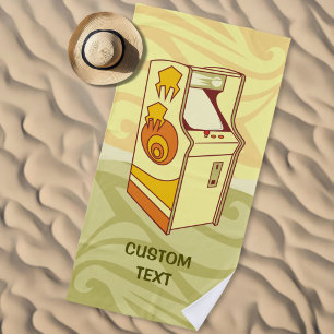 Tall arcade game console beach towel