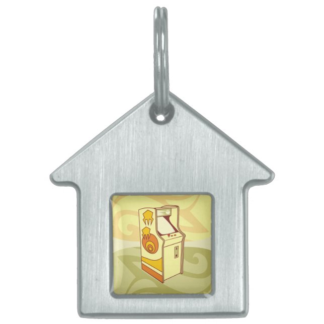 Tall arcade game console pet name tag (Front)