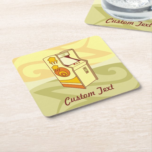 Tall arcade game console square paper coaster (Angled)