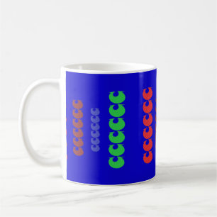 Tall art pattern shapes on royal blue coffee mug