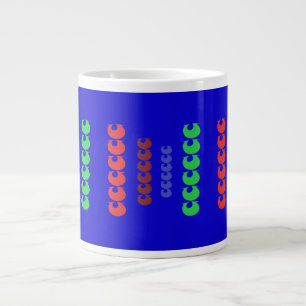 Tall art pattern shapes on royal blue large coffee mug