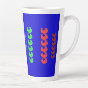 Tall art pattern shapes on royal blue latte mug