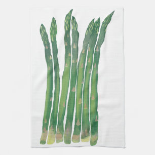 Tall Asparagus on White Kitchen Towels