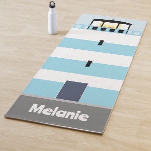 Tall Blue and White Lighthouse Personalised Yoga Mat