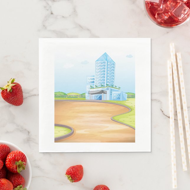 Tall Blue Building Paper Napkins (Creator Uploaded)