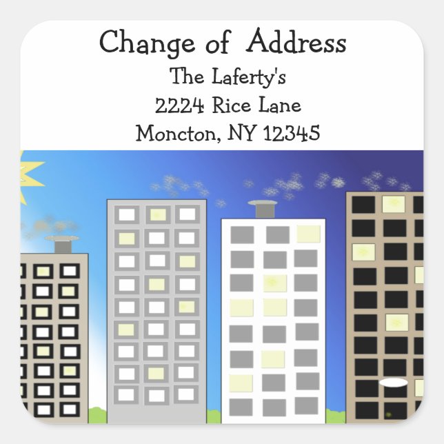 Tall Buildings Change of Address Square Sticker (Front)