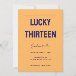 Tall Caps Lucky Thirteen 13th Birthday Invitation