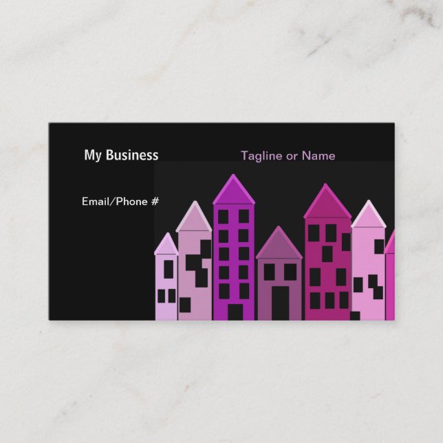 Tall Castle Buildings Silhouette Business Card (Front)