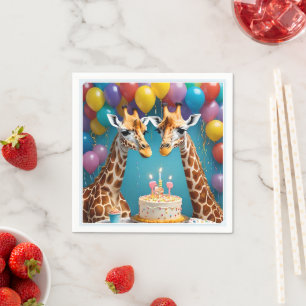 **"Tall Celebrations: A Giraffe's Birthday Bash"** Napkin