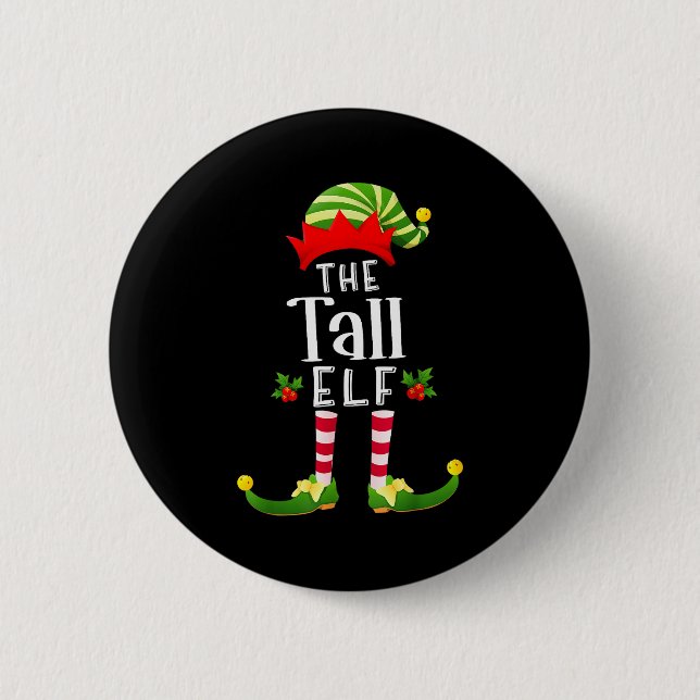 Tall Christmas Elf Matching Pajama X-mas Party  6 Cm Round Badge (Front)