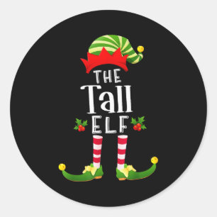 Tall Christmas Elf Matching Pajama X-mas Party Classic Round Sticker