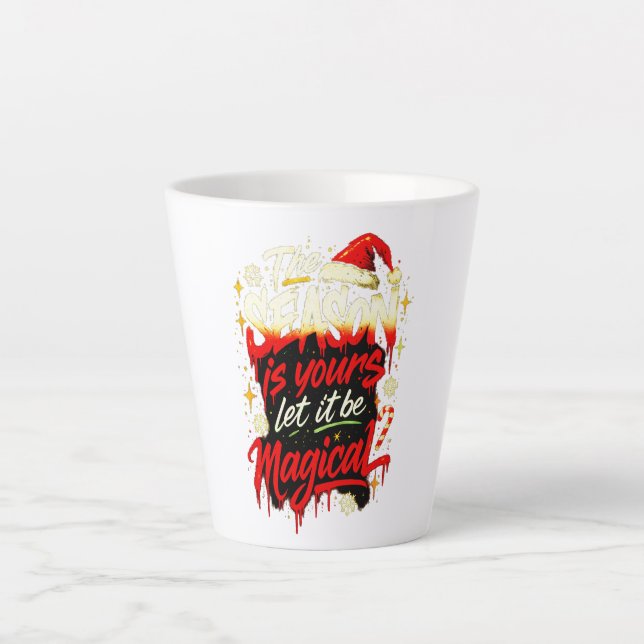 Tall Christmas Grunge Style Cozy Winter Latte Mug (Front)