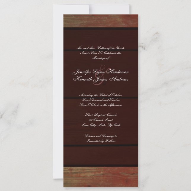 Tall Country  Wedding Invitation (Front)
