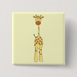 Tall Cute Giraffe. Cartoon Animal. 15 Cm Square Badge