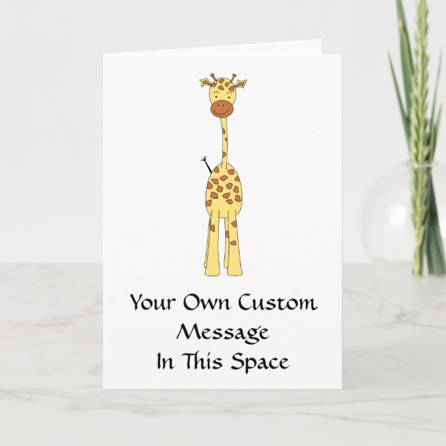 Tall Cute Giraffe. Cartoon Animal. Card (Front)