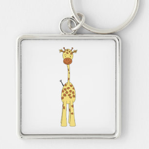 Tall Cute Giraffe. Cartoon Animal. Key Ring