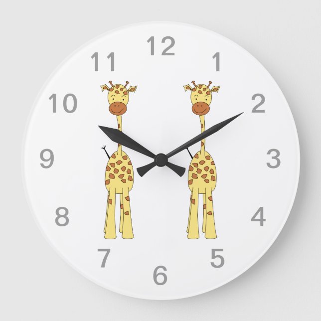 Tall Cute Giraffe. Cartoon Animal. Large Clock (Front)