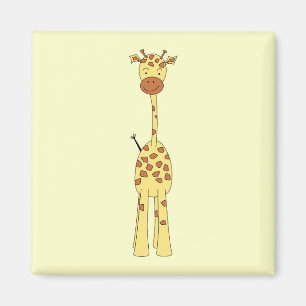 Tall Cute Giraffe. Cartoon Animal. Magnet