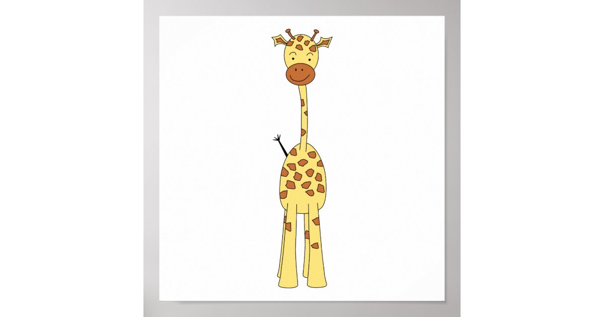 Tall Cute Giraffe. Cartoon Animal. Poster | Zazzle