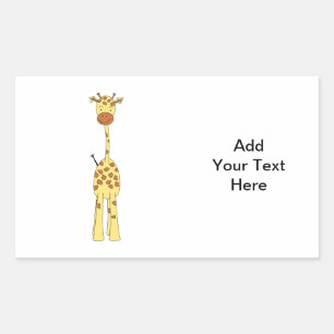 Tall Cute Giraffe. Cartoon Animal. Rectangular Sticker